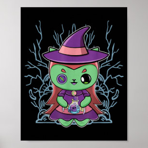 Cute Black Cat Witch Hat And Magic Potion For Poster
