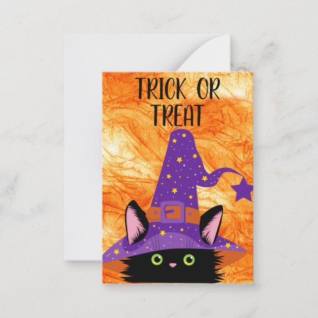 Cute Black Cat Witch Hat Halloween Classroom    Card (Front)
