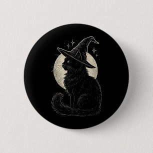 Cute Black Cat Witch Hat Moon Retro Coquette Boho 6 Cm Round Badge