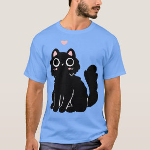Cute black cat with a pink heart illustration T-Shirt
