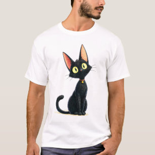 Cute Black Cat with Big Ears T-Shirt