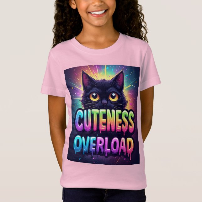 Cute Black Cat With Big Yellow Eyes T-Shirt (Front)