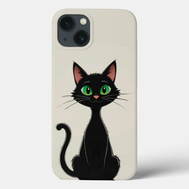 Cute Black Cat With Green Eyes Case-Mate iPhone Case (Back)