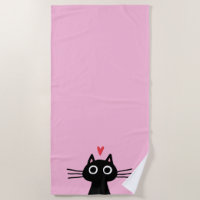 Cute Black Cat with Heart
