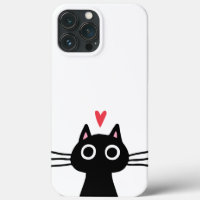 Cute Black Cat with Heart