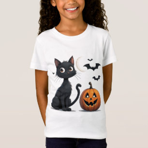 Cute Black Cat with pumpkin Halloween 🎃 T-Shirt