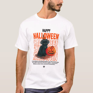 Cute Black Cat with Pumpkin  Spooky Happy Hallowen T-Shirt