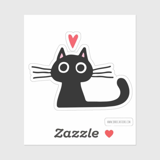 Cute Black Cat with Valentine Heart (Sheet)
