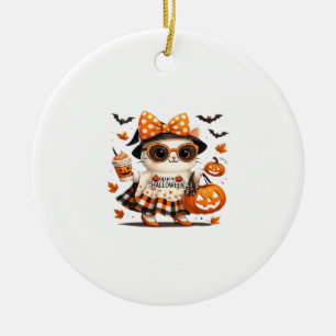 Cute Black Cat with Witch Hat � Kawaii Halloween A Ceramic Tree Decoration
