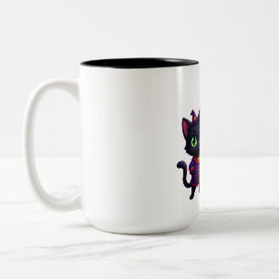 Cute Black Cat Wizard Magic Potion Halloween Two-Tone Coffee Mug