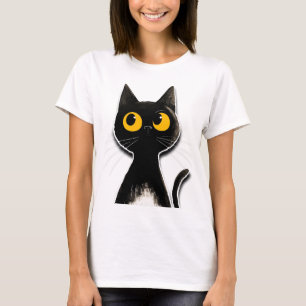 Cute Black Cat Yellow Eyes T-Shirt
