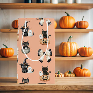 Cute Black Cats and Ghosts Small Gift Bag