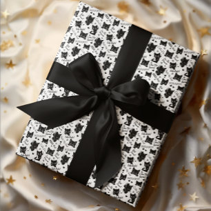 Cute Black Cats and Sayings Pattern Wrapping Paper