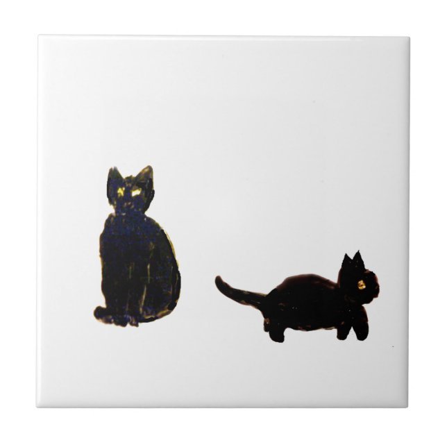 Cute Black Cats Art Tile (Front)