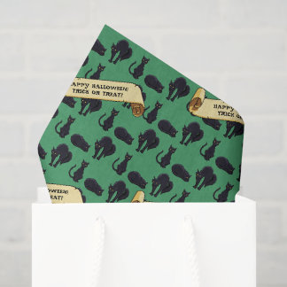 Cute Black Cats Happy Halloween! Trick Or Treat? Tissue Paper