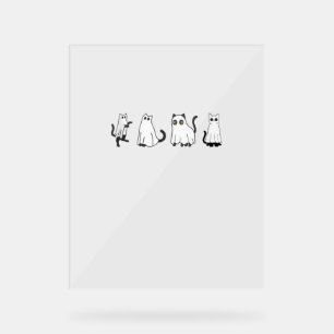 Cute Black Cats in Ghost Costume Women and Men Hal Acrylic Sign