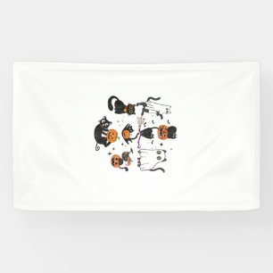 Cute Black Cats in Ghost Costume Women and Men Hal Banner