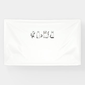 Cute Black Cats in Ghost Costume Women and Men Hal Banner