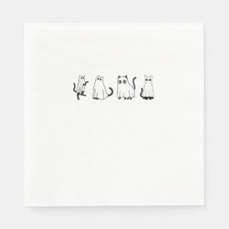 Cute Black Cats in Ghost Costume Women and Men Hal Napkin