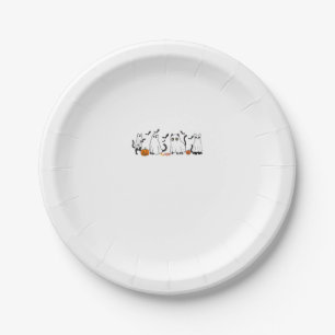 Cute Black Cats in Ghost Costume Women and Men Hal Paper Plate