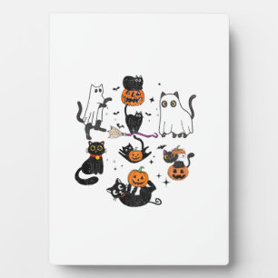 Cute Black Cats in Ghost Costume Women and Men Hal Plaque