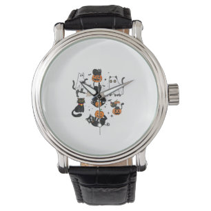 Cute Black Cats in Ghost Costume Women and Men Hal Watch