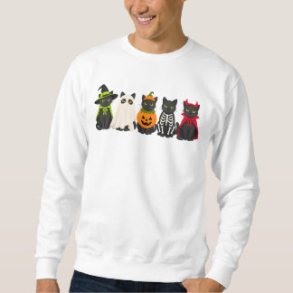 Cute Black Cats in Halloween Costumes Art Sweatshirt