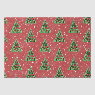 Cute Black Cats in Sweaters Christmas Tree Red Tissue Paper