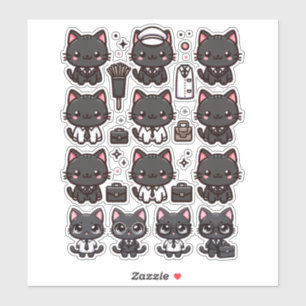 Cute black cats in various professional clothes
