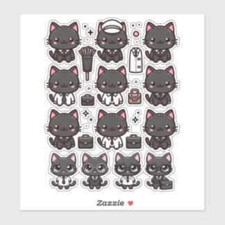 Cute black cats in various professional clothes