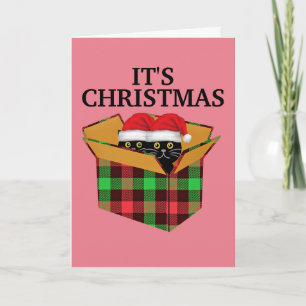 CUTE BLACK CATS KITTENS CHRISTMAS greeting CARD