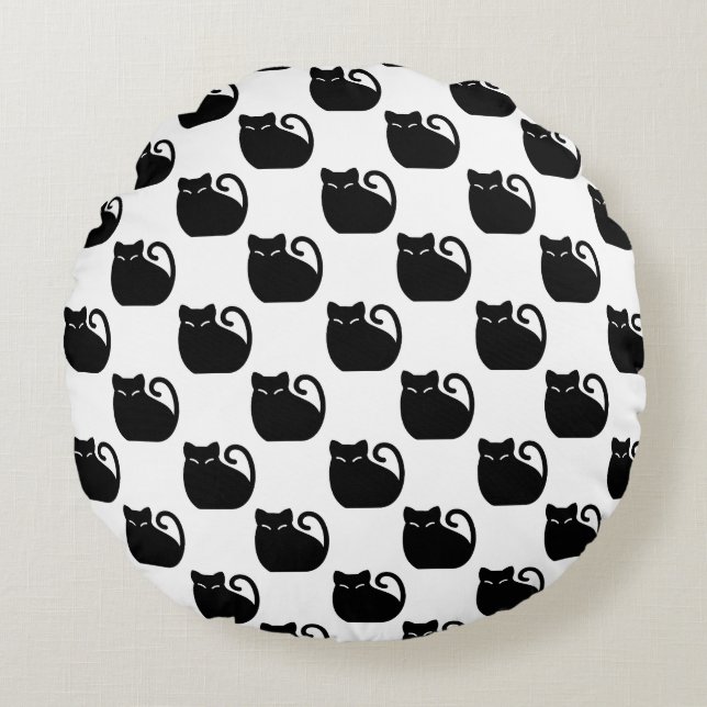 Cute Black Cats Pattern Round Cushion (Front)