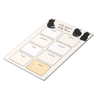 Cute Black Cats Weekly Planner Personalised Notepad