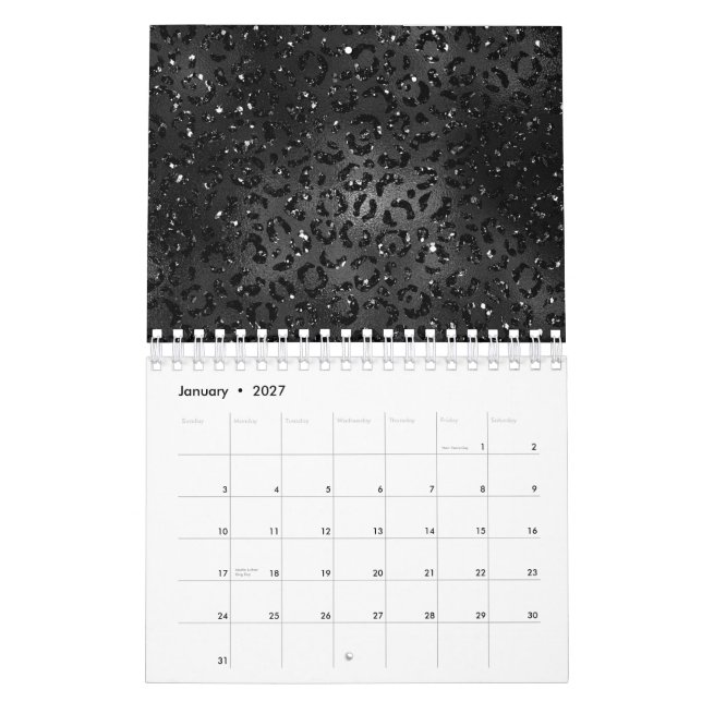 Cute Black Cheetah Leopard Skin Print Animal Calendar (Jan 2027)