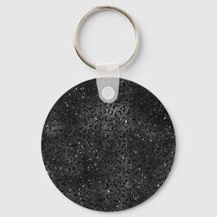 Cute Black Cheetah Leopard Skin Print Animal Key Ring