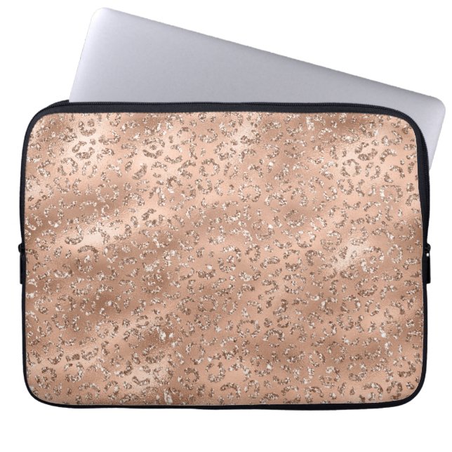 Cute Black Cheetah Leopard Skin Print Pattern Laptop Sleeve (Front)