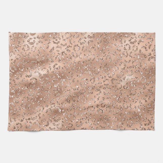Cute Black Cheetah Leopard Skin Print Pattern Tea Towel (Horizontal)