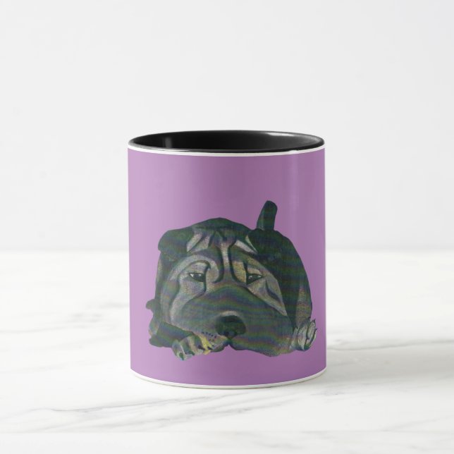 Cute Black Chinese Shar Pei Mug (Center)