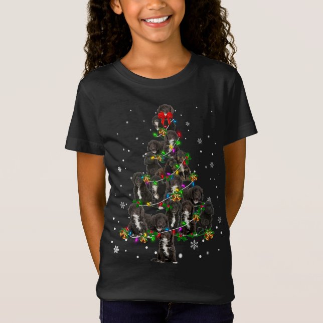 Cute Black Cockapoo dog Christmas Tree gift decor  T-Shirt (Front)