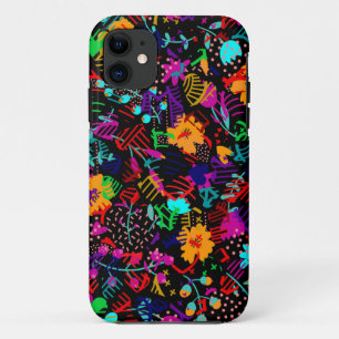 Cute black colourful abstract flowers Case-Mate iPhone case