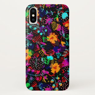 Cute black colourful abstract flowers Case-Mate iPhone case