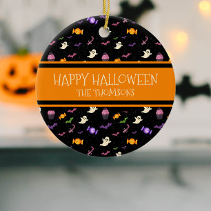 Cute Black Colourful Magical Happy Halloween Ceramic Tree Decoration