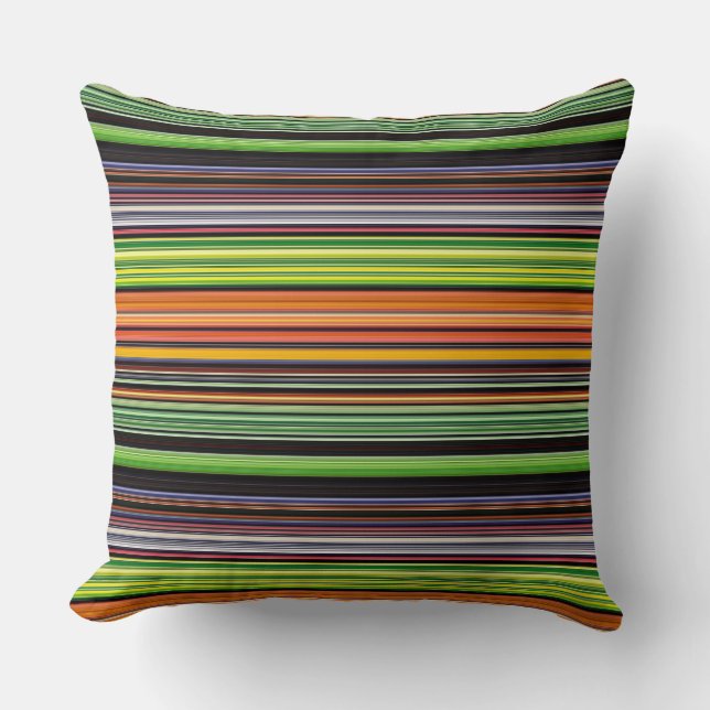 Cute black colourful stripes cushion (Front)