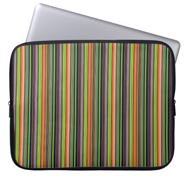 Cute black colourful stripes laptop sleeve (Front)