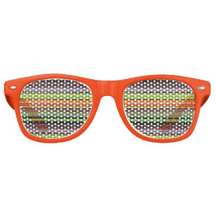 Cute black colourful stripes retro sunglasses