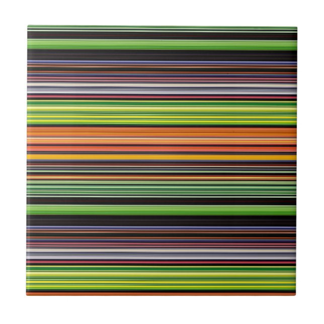 Cute black colourful stripes tile (Front)
