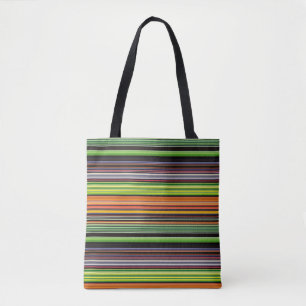 Cute black colourful stripes tote bag