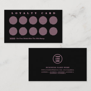 Cute Black Cotton Candy Pink Stripe Reward Program Loyalty Card