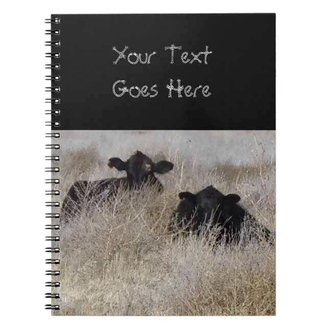 Cute Black Cow Calves Spiral Notebook (Front)