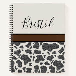 Cute Black Cow Spots Animal Print Personalised Notebook